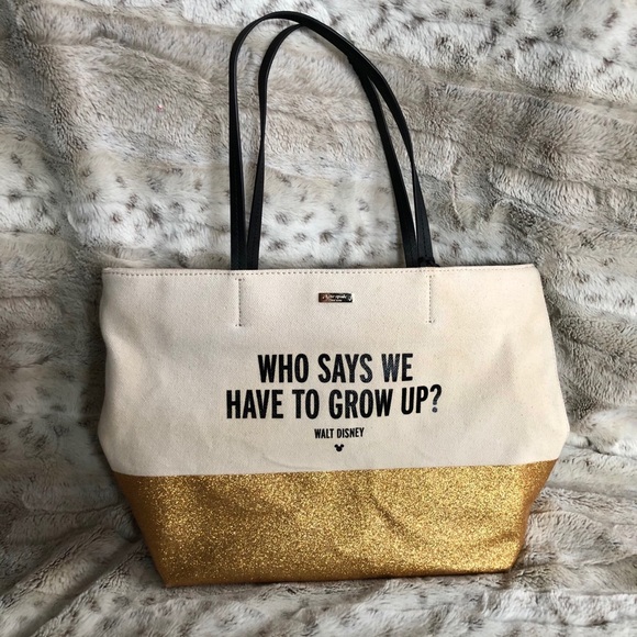 Kate Spade. Disney canvas Sparkle Gold Tote. - Picture 3 of 13